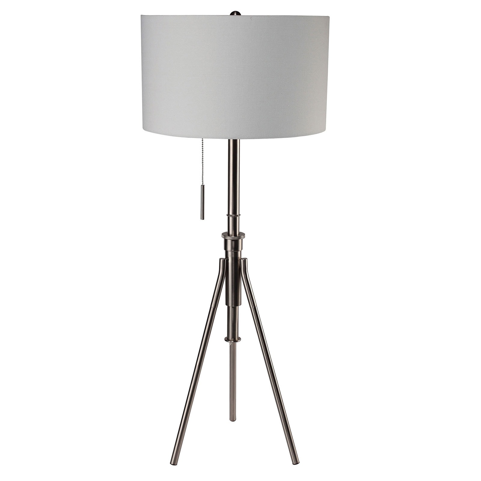 Vintage Look 1pc Floor Lamp Brushed Steel Tripod Legs Unique High Lamp Pull Switch 57