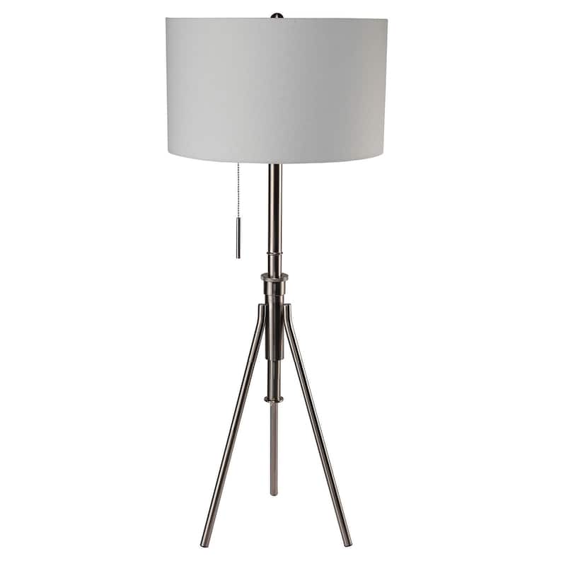 Vintage Look 1pc Floor Lamp Brushed Steel Tripod Legs Unique High Lamp Pull Switch 57"H - Brushed Chrome
