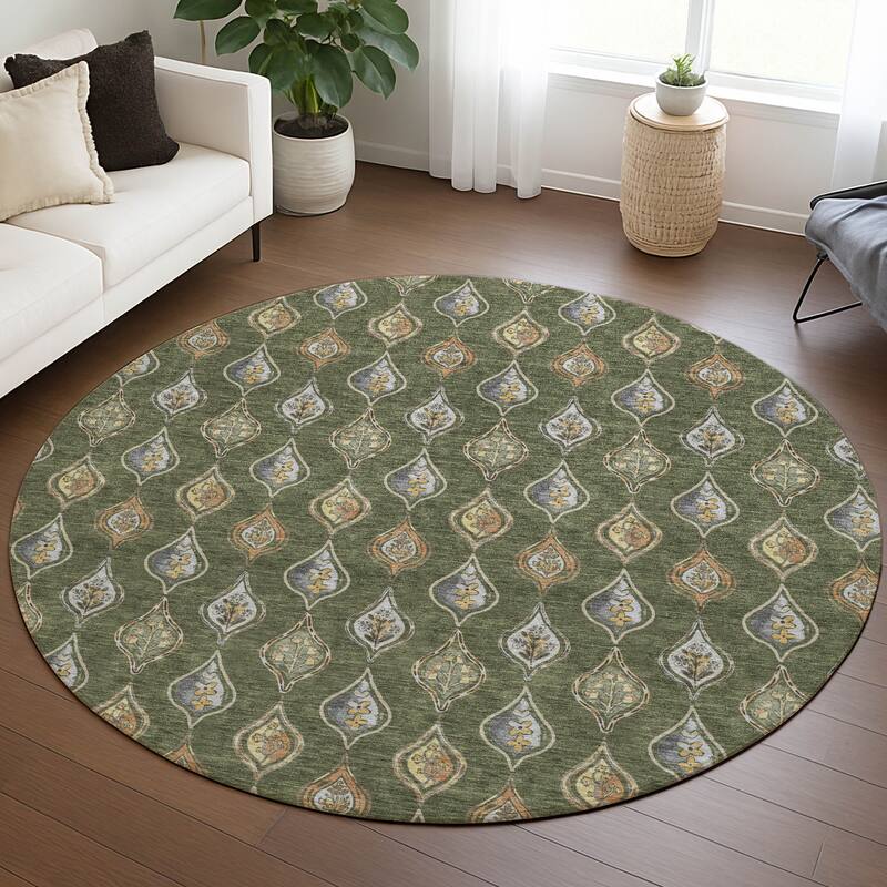 Machine Washable Indoor/ Outdoor Casual Greenwood Chantille Rug