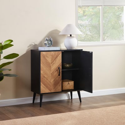 Homy Casa Herringbone Accent Cabinet, Adjustable Shelf, Living Sideboard