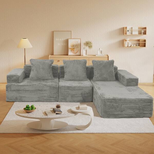 Compression Sectional Couch With Comfy Chaise Boneless L Shape Sofa ...