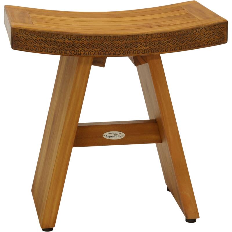 18" Asia Artisan Teak Shower Bench - 18" Wide - Pattern 5