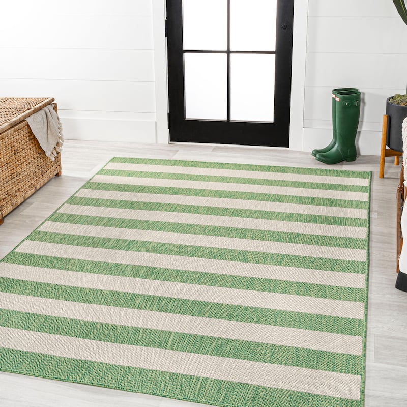 JONATHAN Y Vinales Two-Tone Wide Stripe Indoor/Outdoor Area Rug