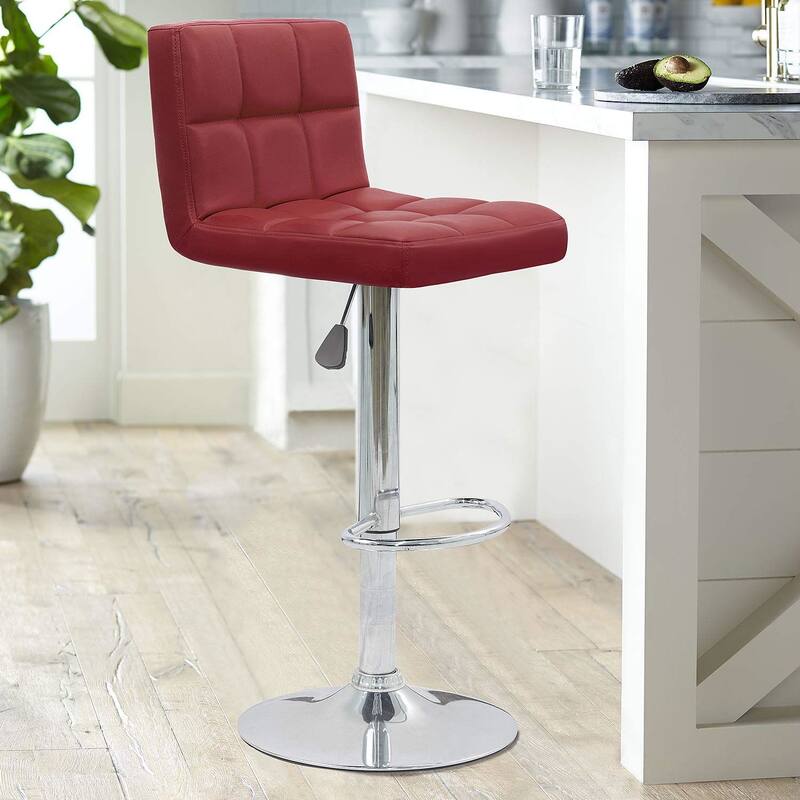 Bar Stools Adjustable Armless Swivel PU Leather Barstools Set of 2