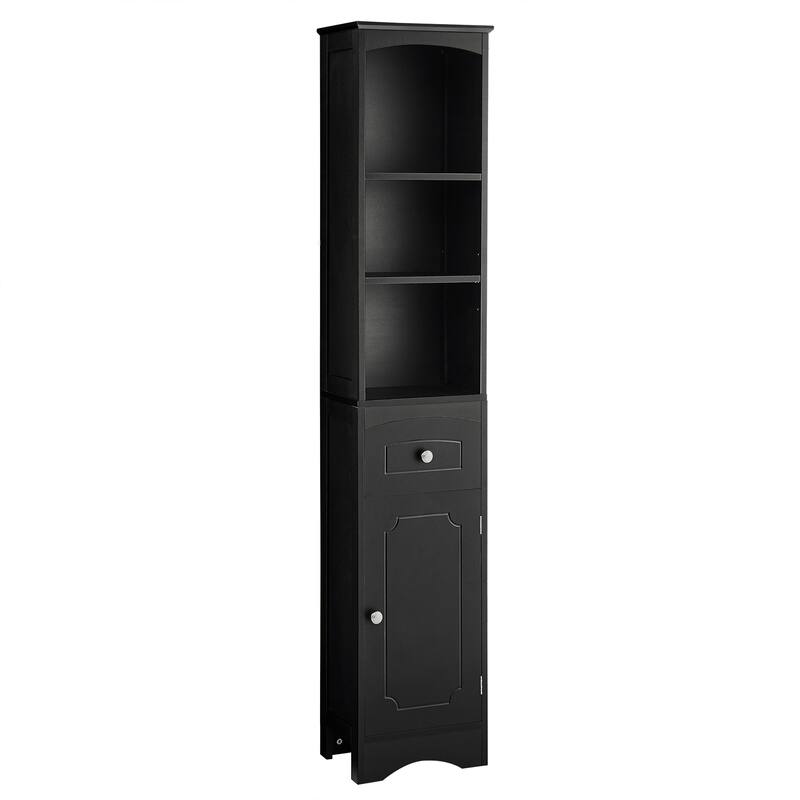 Roomfitters Tall Bathroom Cabinet Freestanding Storage with Drawer Adjustable Shelf and MDF Structure