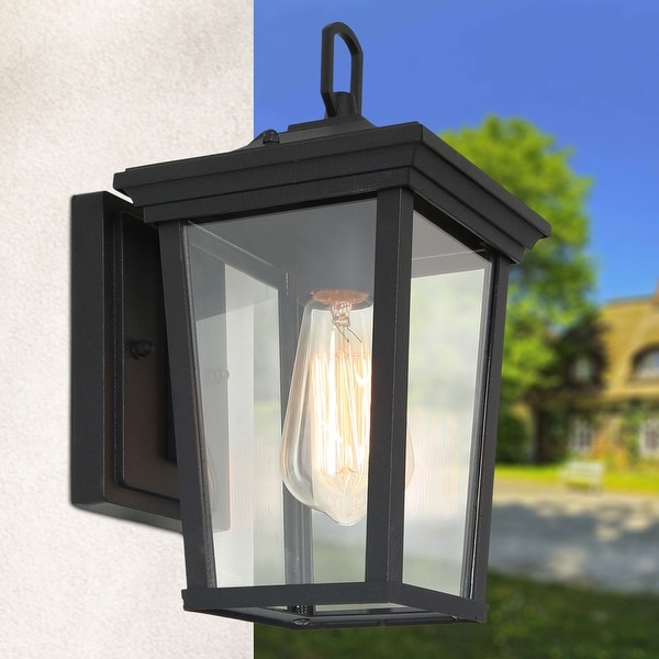 Havenside Home Transitional 1-light Black Lantern Outdoor Wall Sconces Lamp - 6.5" X 8.25"X 12". Opens flyout.