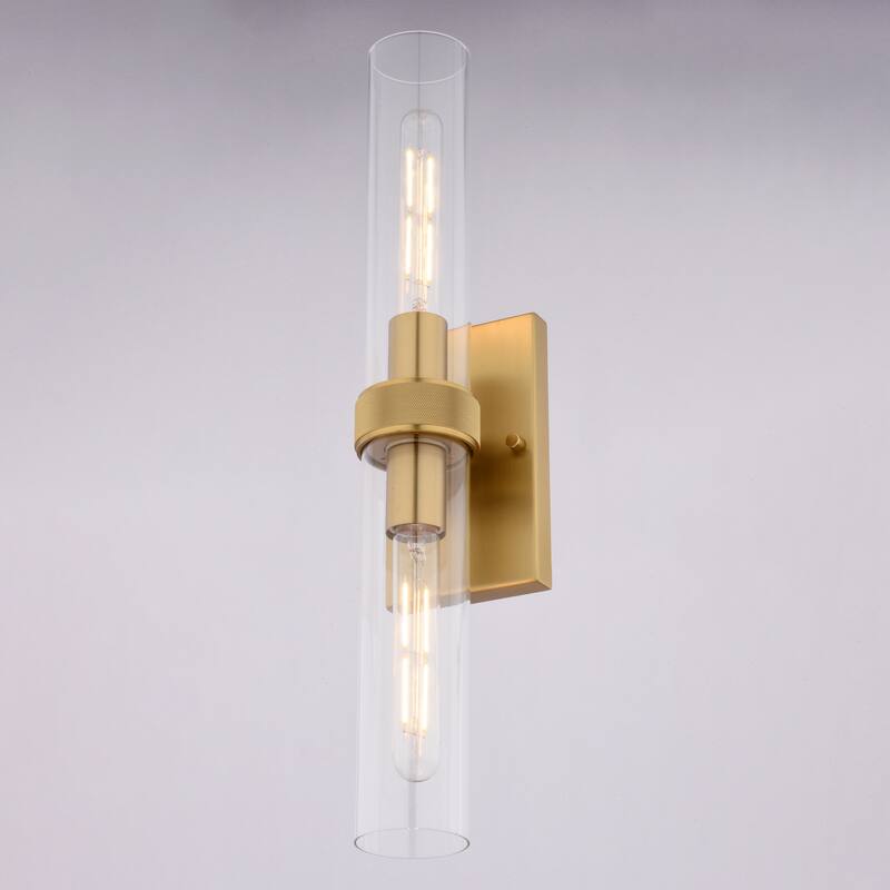 VAXCEL Bari Wall Sconce, Clear Glass Shade, Dimmable Bathroom Vanity Light Fixture, Vertical or Horizontal Mount