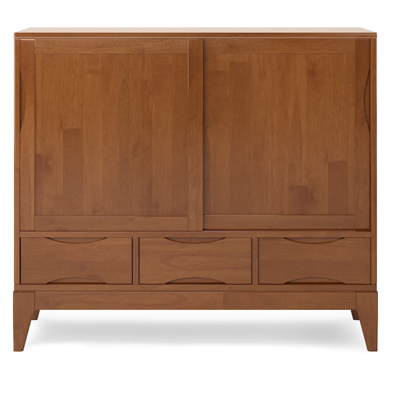 WYNDENHALL Pearson SOLID HARDWOOD 48 inch Wide Mid Century Modern Medium Storage Cabinet - 48"w x 17"d x 42" h