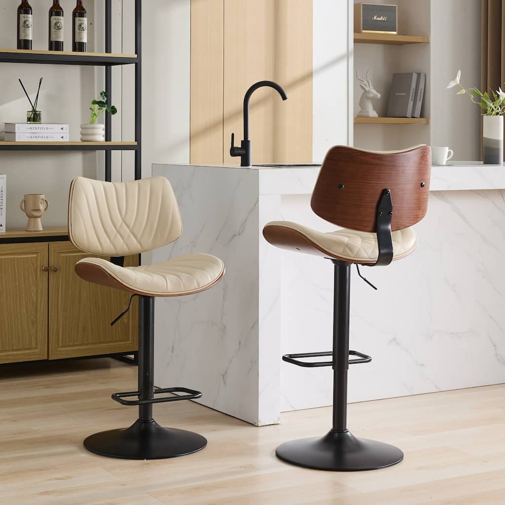 Adjustable Counter Height Upholstered 360°Swivel Bar Chairs