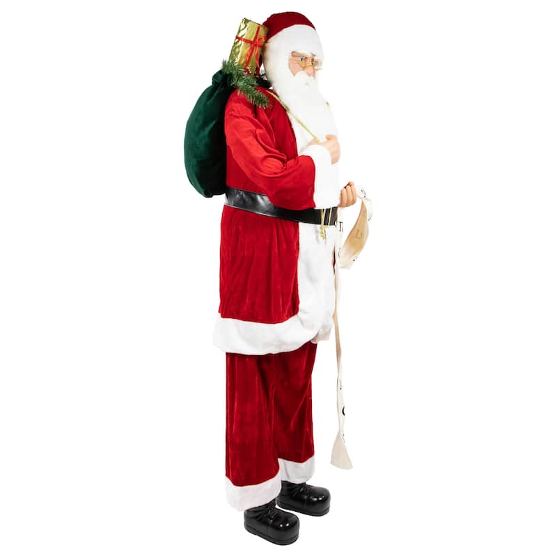 72" Red White Santa Claus with Naughty or Nice List Christmas Figure