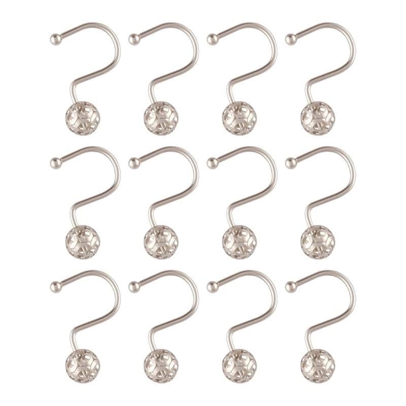 Utopia Alley Shower Rings, Hollow Ball Shower Curtain Hooks for Bathroom, Rust Resistant Shower Curtain Hooks Rings, Set of 12