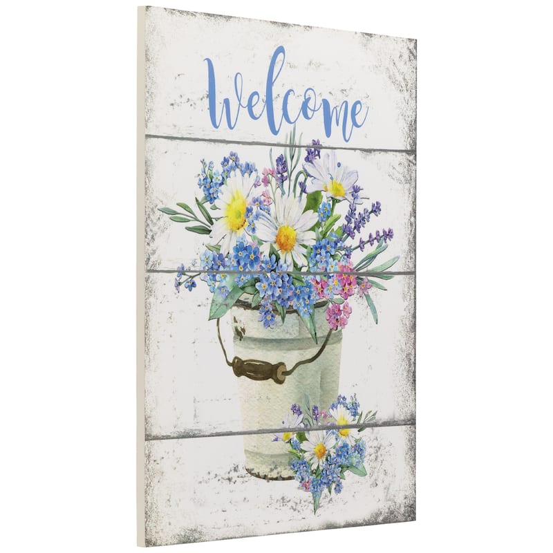Spring Floral "Welcome" Wall Sign - 16"