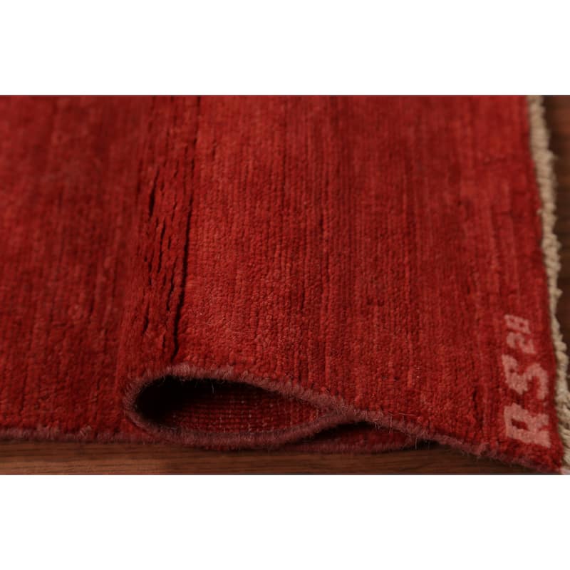Modern Gabbeh Oriental Foyer Rug Handmade Red Wool Carpet - 1'10"x 2'10"