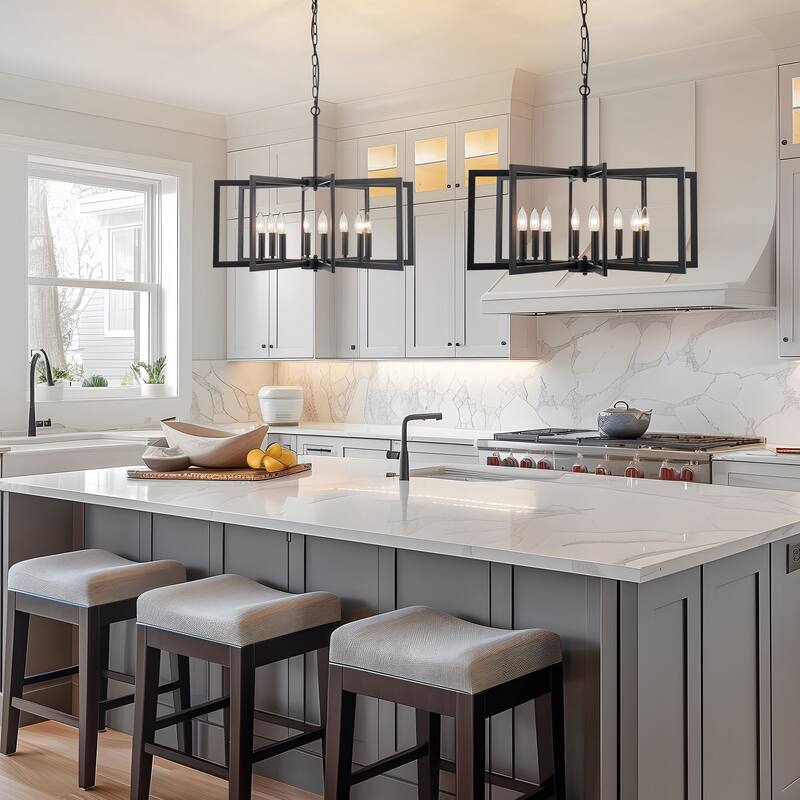 Starsky 6-Light 21in. Modern Farmhouse Unique Ceiling Lights Geometric Lantern Chandelier