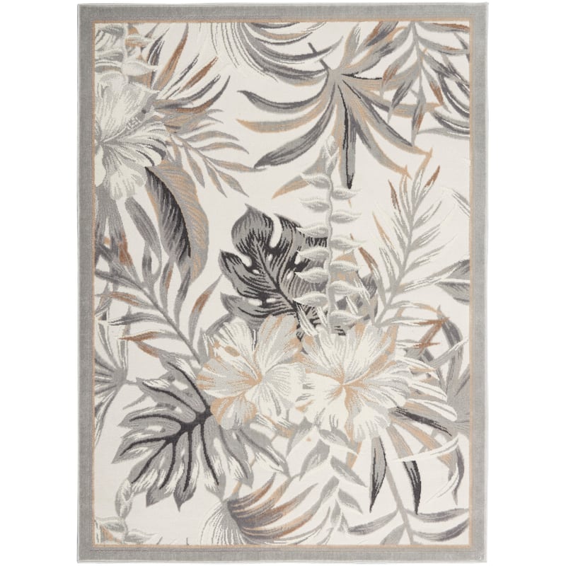 Nourison Seaside Tropical Modern Textured Indoor Rug - Ivory/Grey - 5'3" x 7'3"