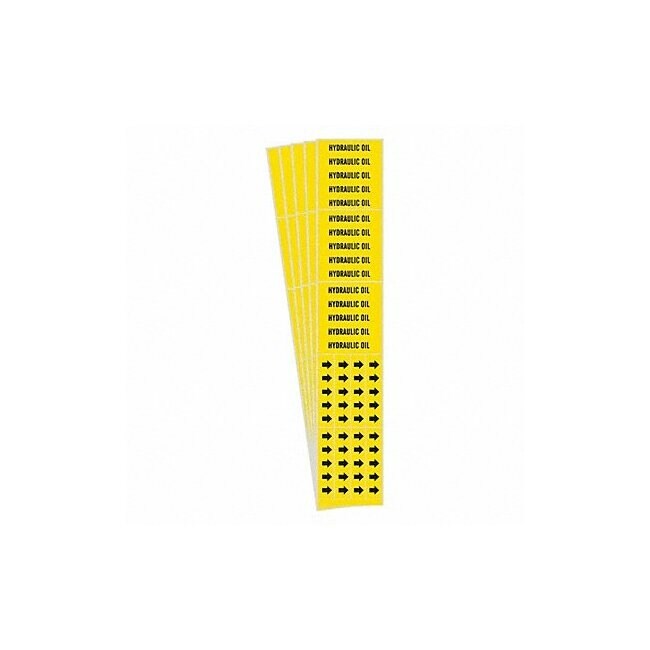 Pipe Marker: Hydraulic Oil, Yellow, Black, Fits 3/4 in and Smaller Pipe O.D., 3 Pipe Markers, 5 PK - 1 Each