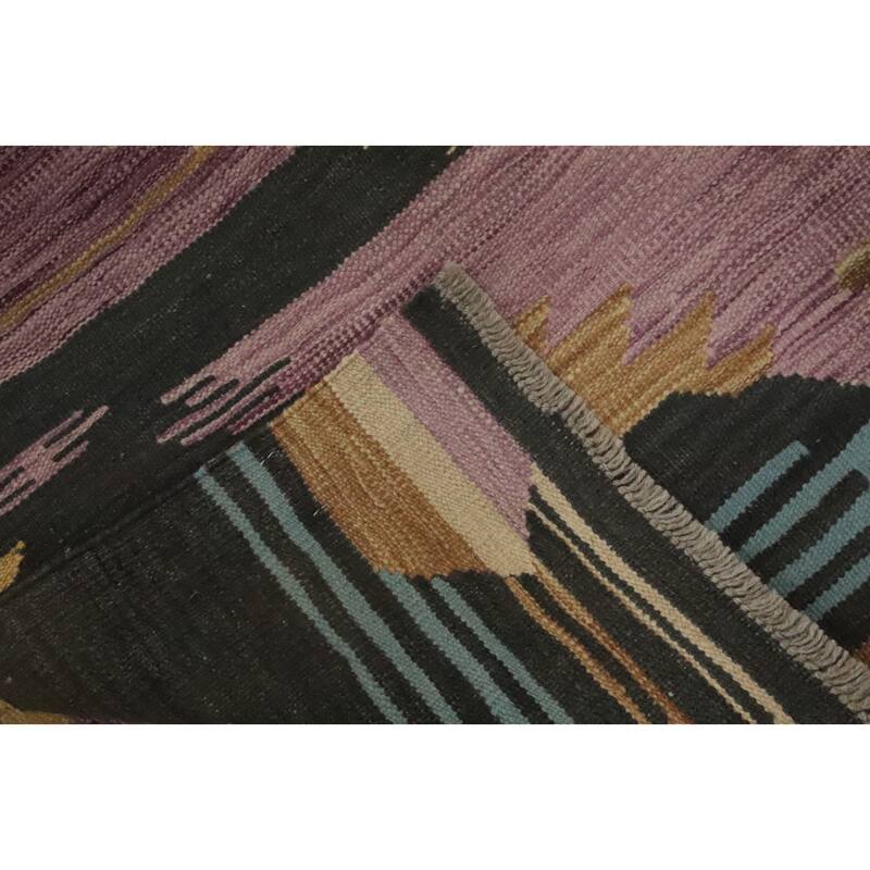 Hand Woven Southwestern Wool Purple Geometric Area Rug - 5' 10'' X 4' 0''