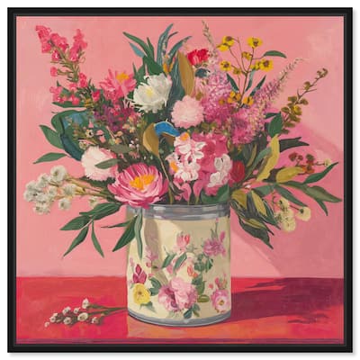 Pink Floral Tin Canvas by Art Remedy