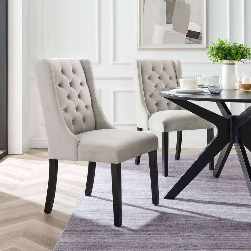 Baronet Performance Velvet Dining Chairs - Set of 2 - Grey