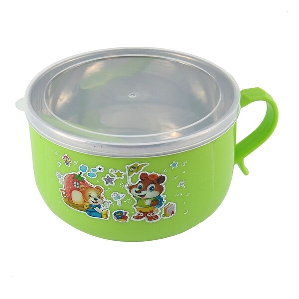 Unique Bargains Office School Heat Preservation Food Lunch Box Container Green w Spoon
