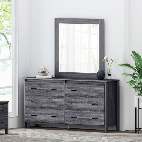 Olimont 6 Drawer Vanity Dresser with Square Mirror by Christopher Knight Home