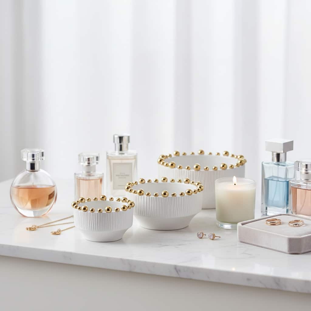 Decorative Ceramic Craft Accent Bowl -Set of 3, 7", 8", 10", White - 10.0"