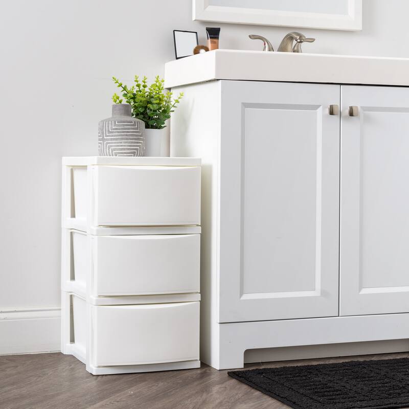 IRIS USA® Nesting Stacking Narrow Chest 15 Qt - White - Set of 2