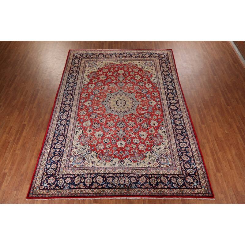 Traditional Najafabad Vintage Persian Rug Hand-Knotted Wool Carpet - 9'4" x 13'2"