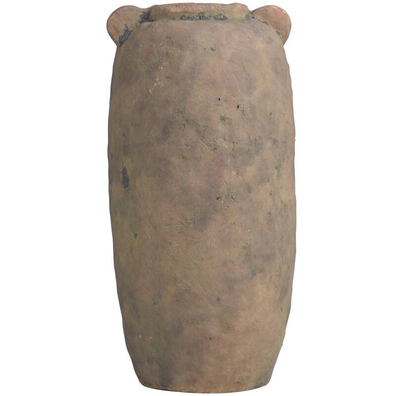 Brown Ceramic Distressed Terracotta Decorative Vase - 8"W, 16"H