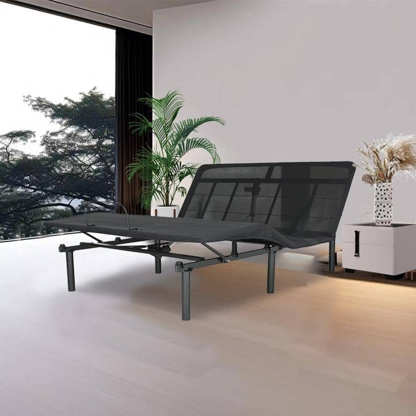 Queen Size Steel Frame Adjustable Foldable Bed with Head/Foot Incline (Tool-Free Assembly)