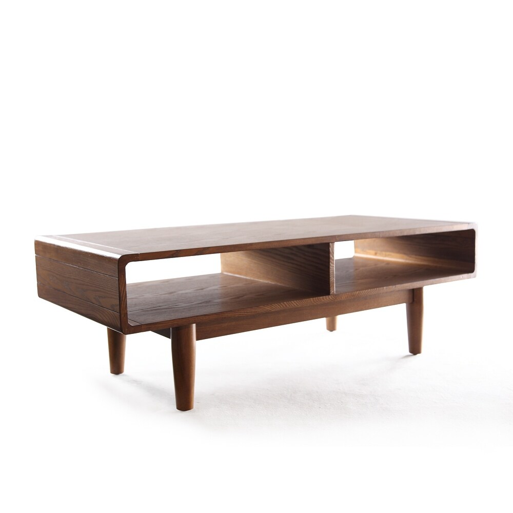 Overstock Posh Pollen Dexter Mid-Century Coffee Table (Wood - Rectangle - Coffee Tables - Modern and Contemporary - 3 and 4 Legs - Walnut Finish - Table - Wood -