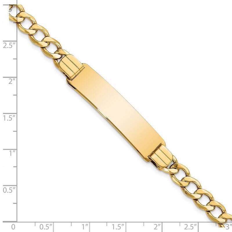 Curata 10mm 14k Engravable Semi solid Curb Link ID Bracelet