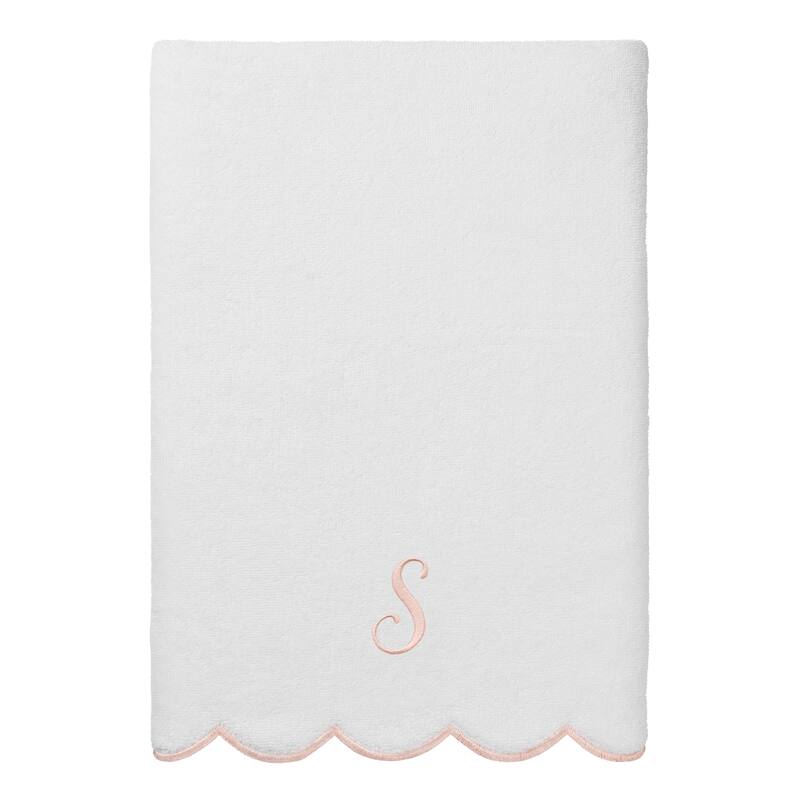Authentic Hotel and Spa 100% Turkish Cotton Pink ADORNIA Scallop Personalized 3 Piece Towel Set - 3 Piece Set