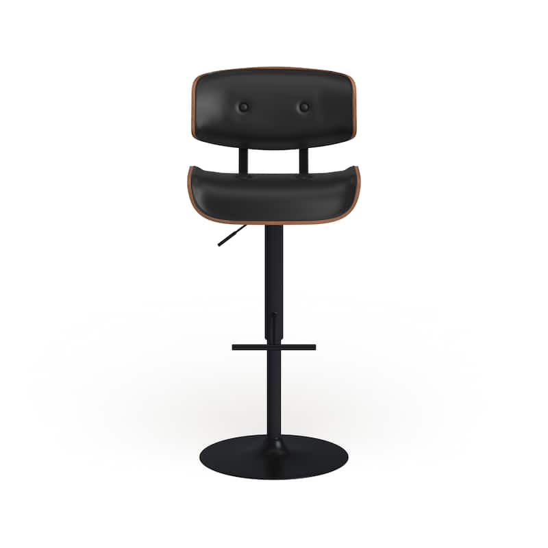 Carson Carrington Leksand Mid-Century Modern Adjustable Bar Stool with Walnut Wood Accents