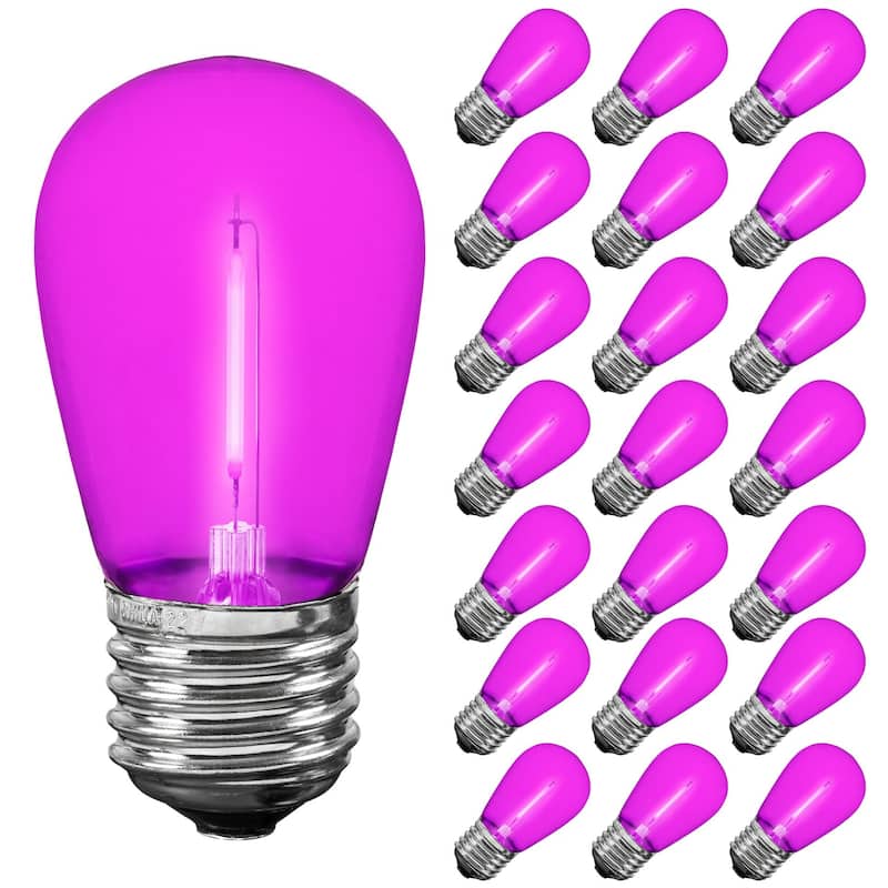 5 Pack LED S14 Plastic Outdoor Patio Edison Replacement Bulbs, E26 Base - Pink