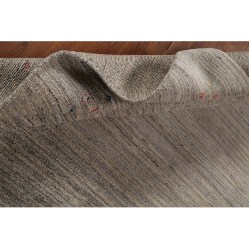 Striped Gabbeh Indian Square Area Rug Handmade Wool Carpet - 7'9"x 7'11"