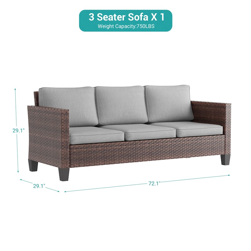BONOSUKI Patio Outdoor Couch,3-Seater Furniture with Removable Cushion