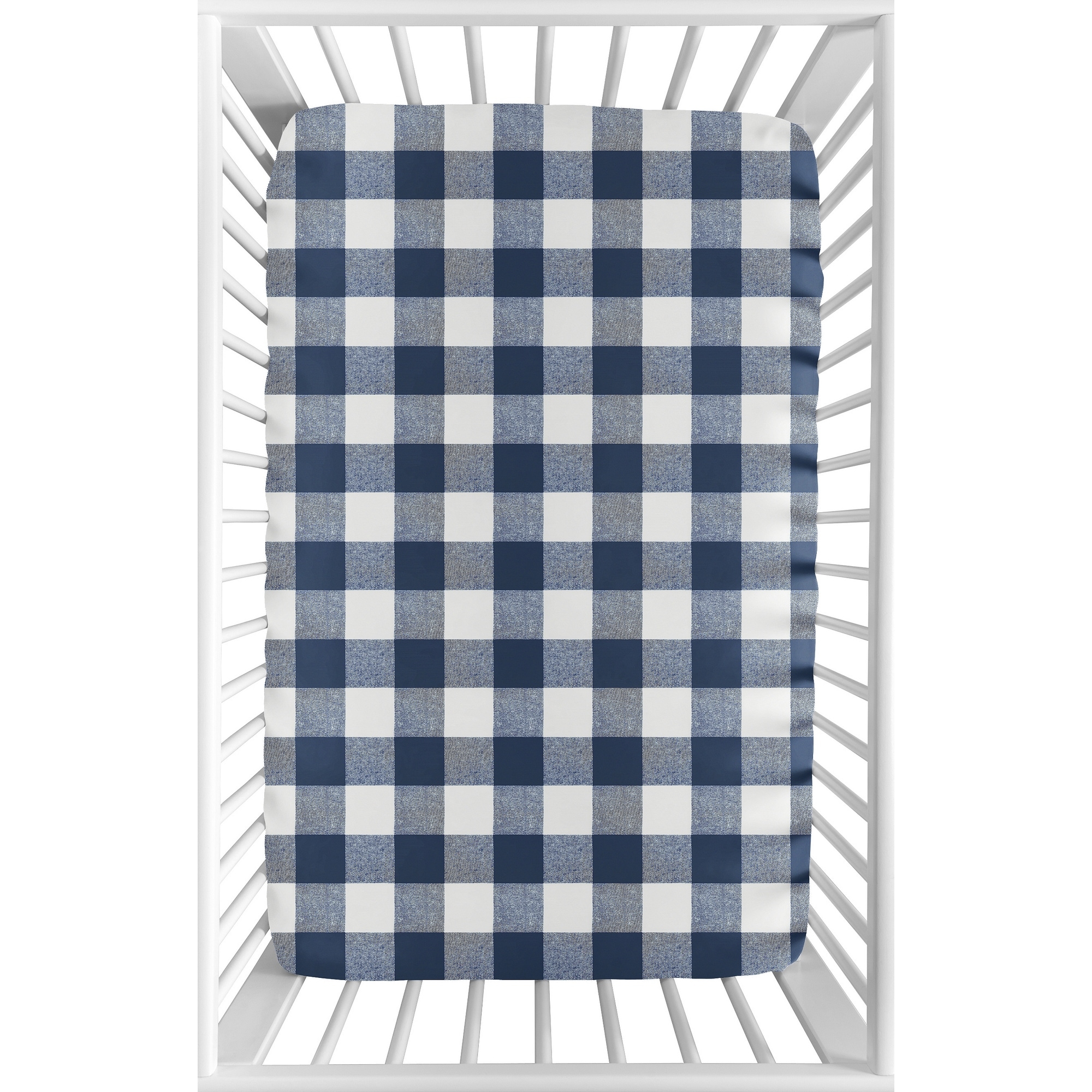 blue plaid crib sheet