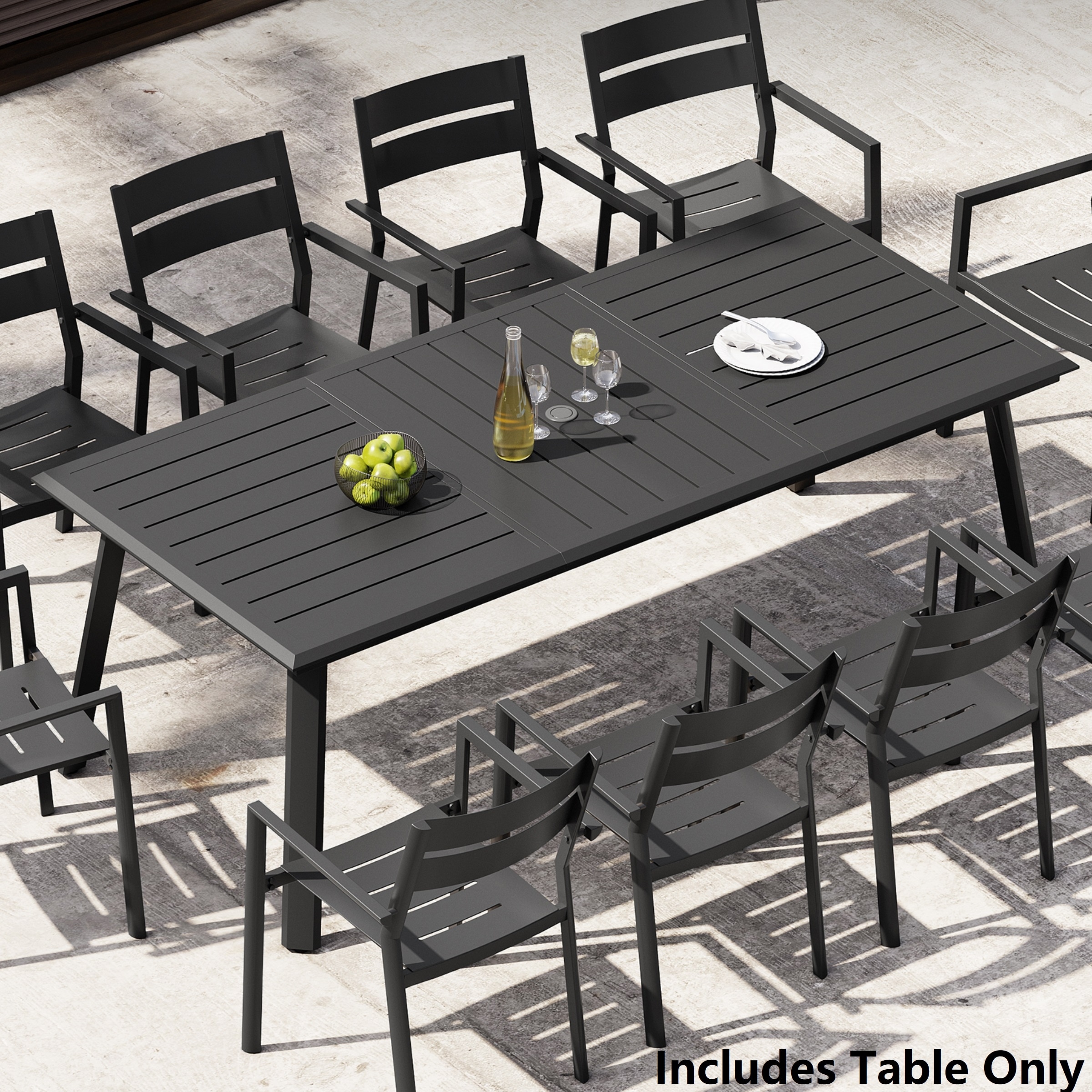 Pellebant Outdoor Aluminum Dining Table with Umbrella Hole for 8-12 Person