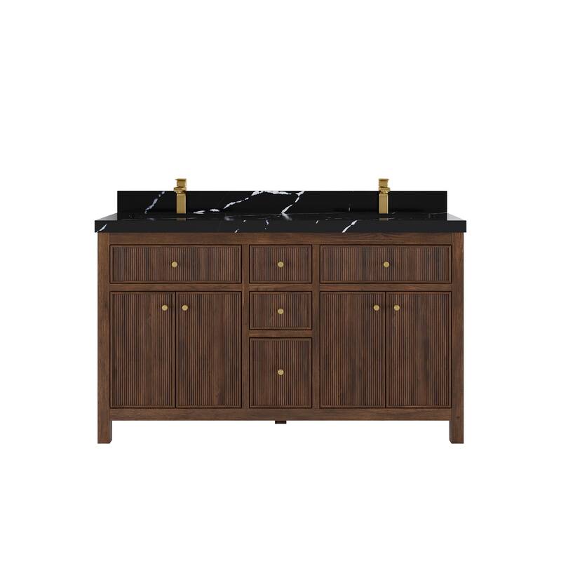 Willow Collections 60 in. W x 22 in. D Sonoma Teak Double Sink Bathroom Vanity with Countertop