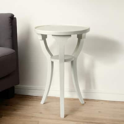 HomeRoots 24" White Wood And Solid Wood Round End Table With Shelf - 24