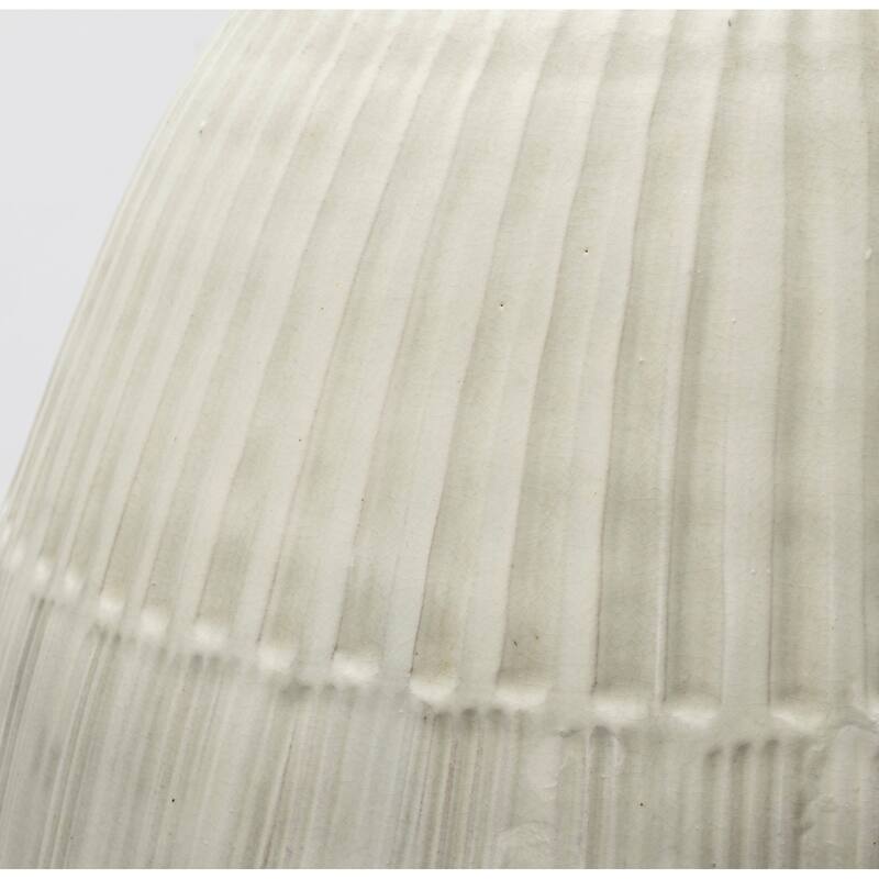 Reyan Large Pearl White Ceramic Striped Vase