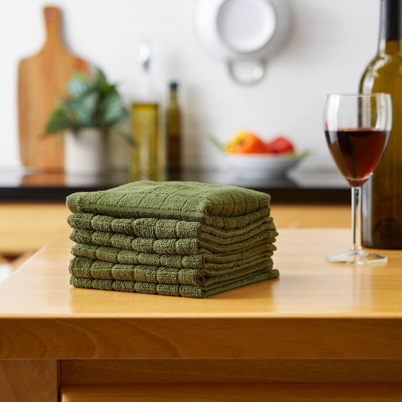 DII Solid Windowpane Terry Dishcloth Set of 6