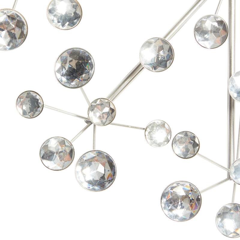 Metal Starburst Wall Decor with Crystal Embellishment - Silver - Roche River Decor