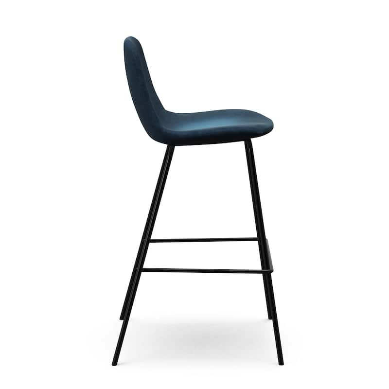 Maxine Velvet Counter Height Stools Black Legs (Set of 2)