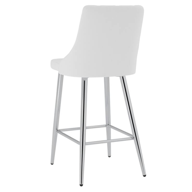 Contemporary Faux Leather and Metal 26" Counter Stool, Set of 4
