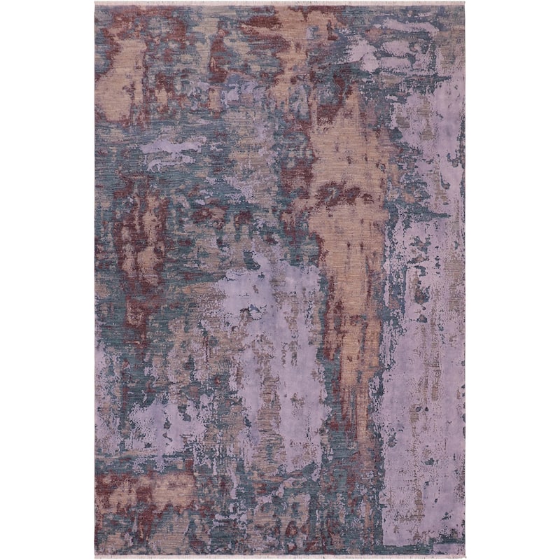 Eclectic Anderson Blue/Brown Wool&Silk Rug - 8'1'' x 10'1'' - 8 ft. 1 in. X 10 ft. 1 in.