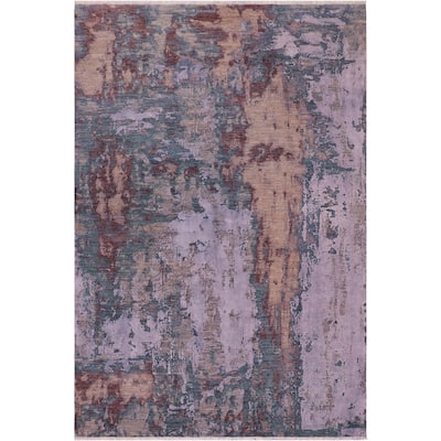 Eclectic Anderson Blue/Brown Wool&Silk Rug - 8'1'' x 10'1'' - 8 ft. 1 in. X 10 ft. 1 in.