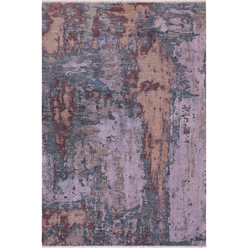 Eclectic Anderson Blue/Brown Wool&Silk Rug - 8'1'' x 10'1'' - 8 ft. 1 in. X 10 ft. 1 in.