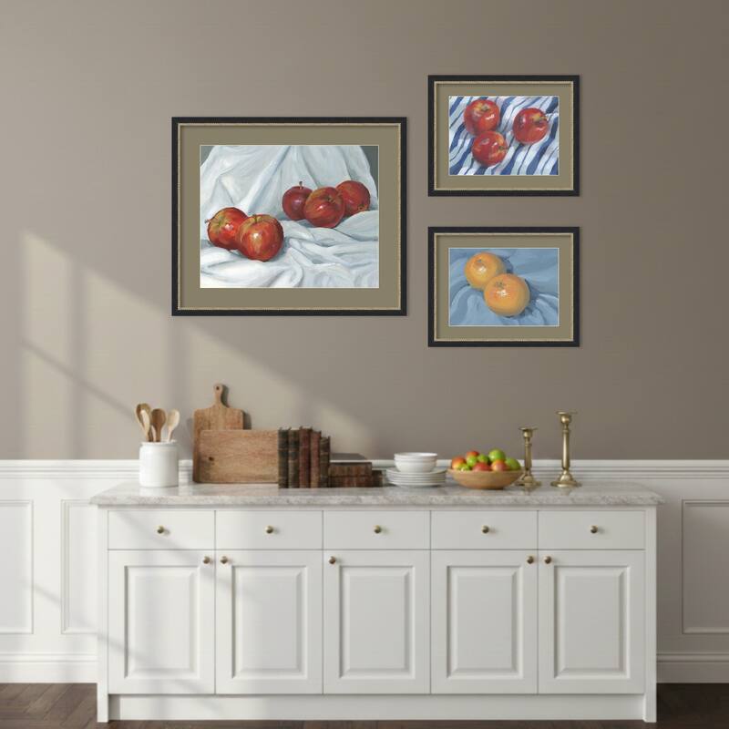 Apples and Oranges on Blue 3 Piece by Carrie Arnold Framed Wall Art Prints